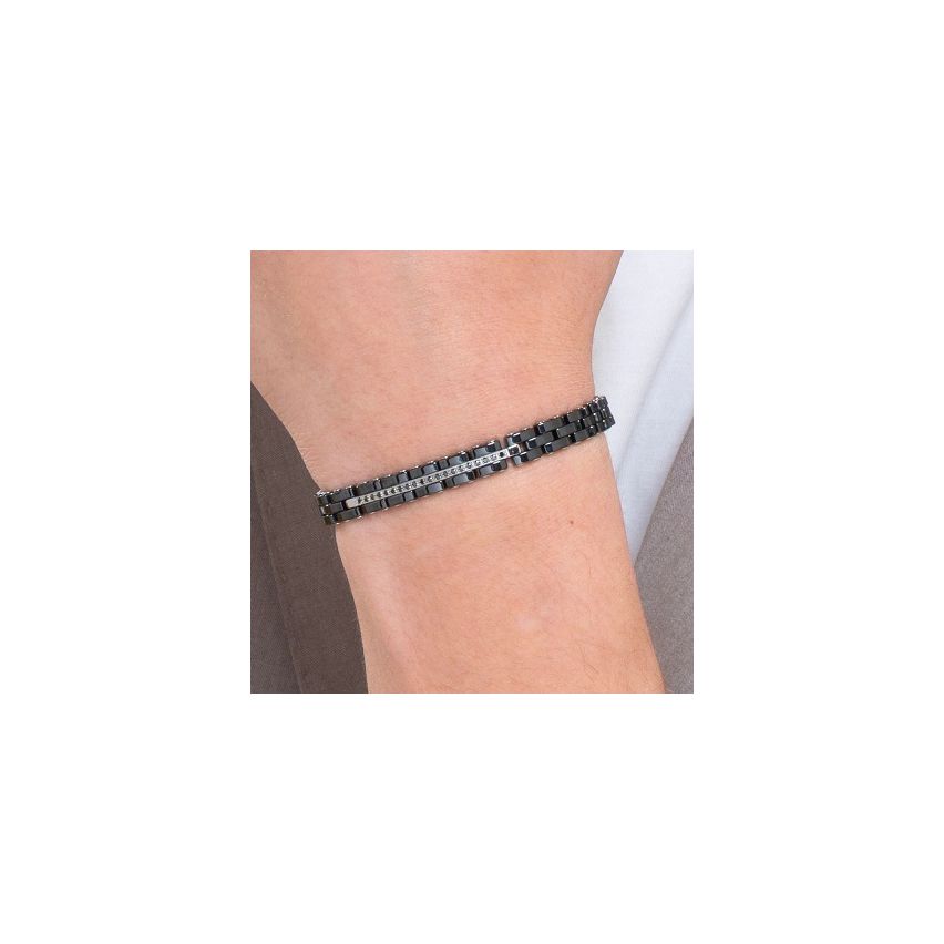 Bracciale da uomo Luca Barra in acciaio e ceramica - BA1674