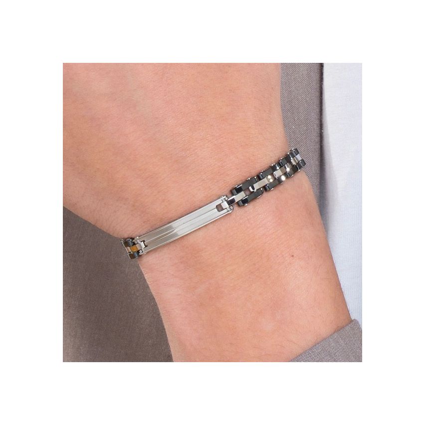 Bracciale da uomo Luca Barra in acciaio e ceramica - BA1647