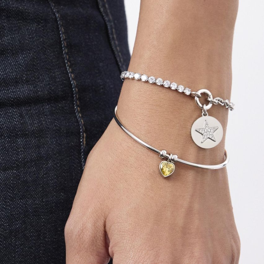 Bracciale Kidult componibile in acciaio con zirconi - 732193