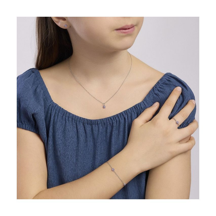 Orecchini da bambina Mabina in argento con fiore - 563772