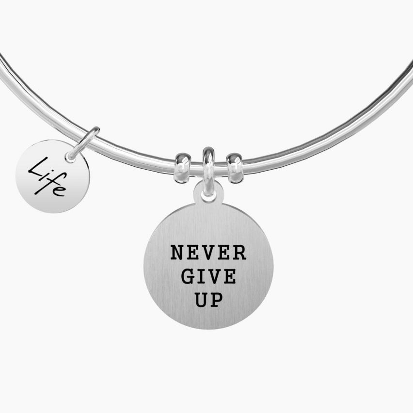 Bracciale Kidult in acciaio NEVER GIVE UP | TENACIA