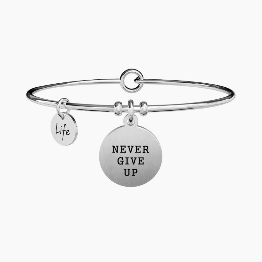 Bracciale Kidult in acciaio NEVER GIVE UP | TENACIA