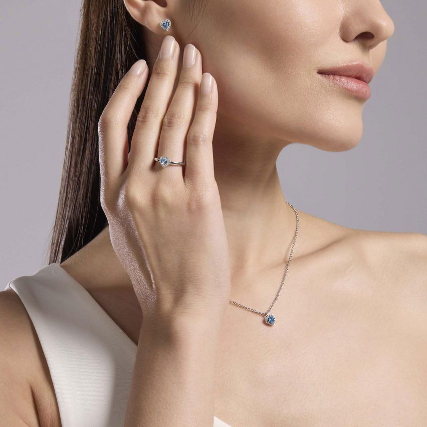 Anello donna cuore celeste Mabina argento 925 - 523448