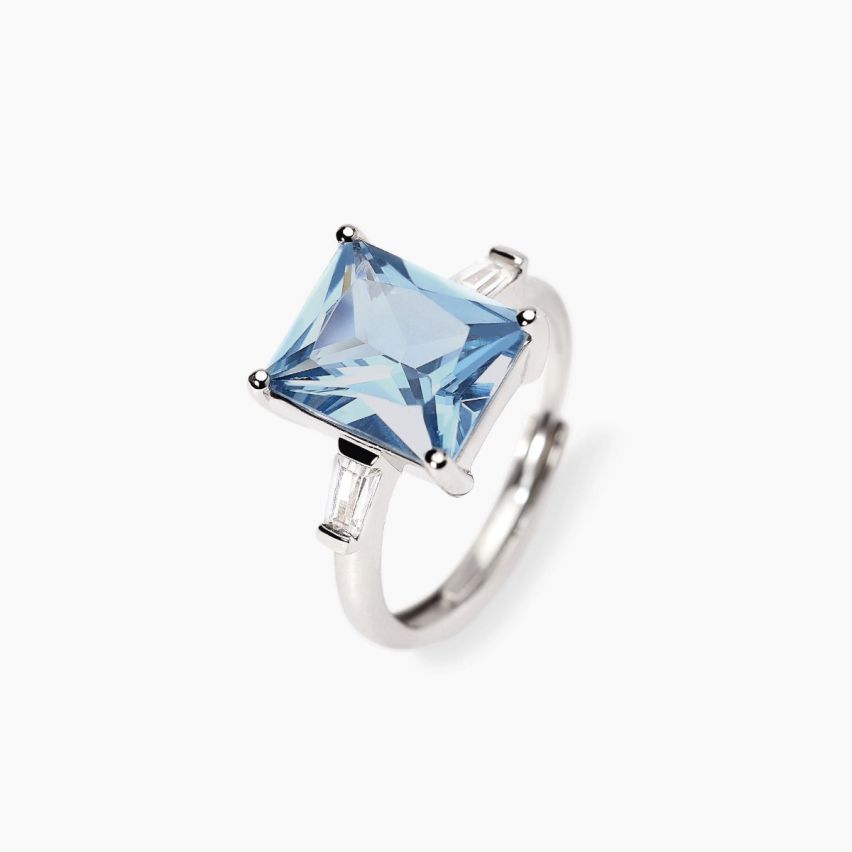 Anello donna Mabina argento 925 con acquamarina sintetica rettangolare - 523488