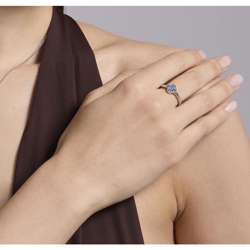 Anello donna Mabina argento 925 con fiore azzurro - 523455