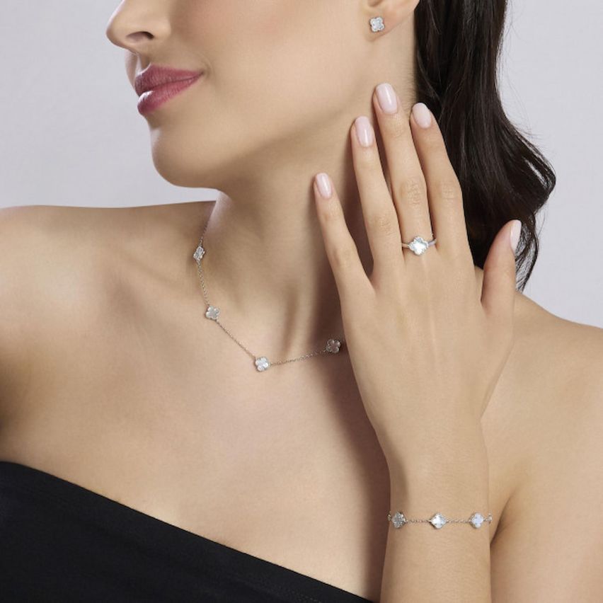 Anello donna Mabina argento 925 con fiore in madreperla - 523487