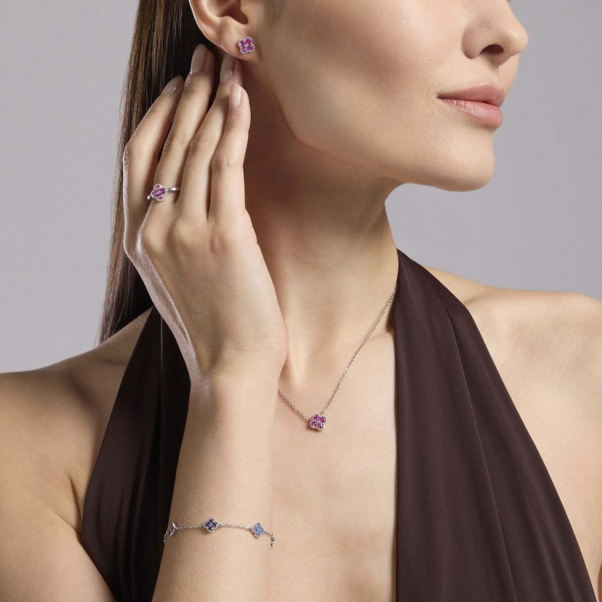 Anello donna Mabina argento 925 con fiore rosa - 523457