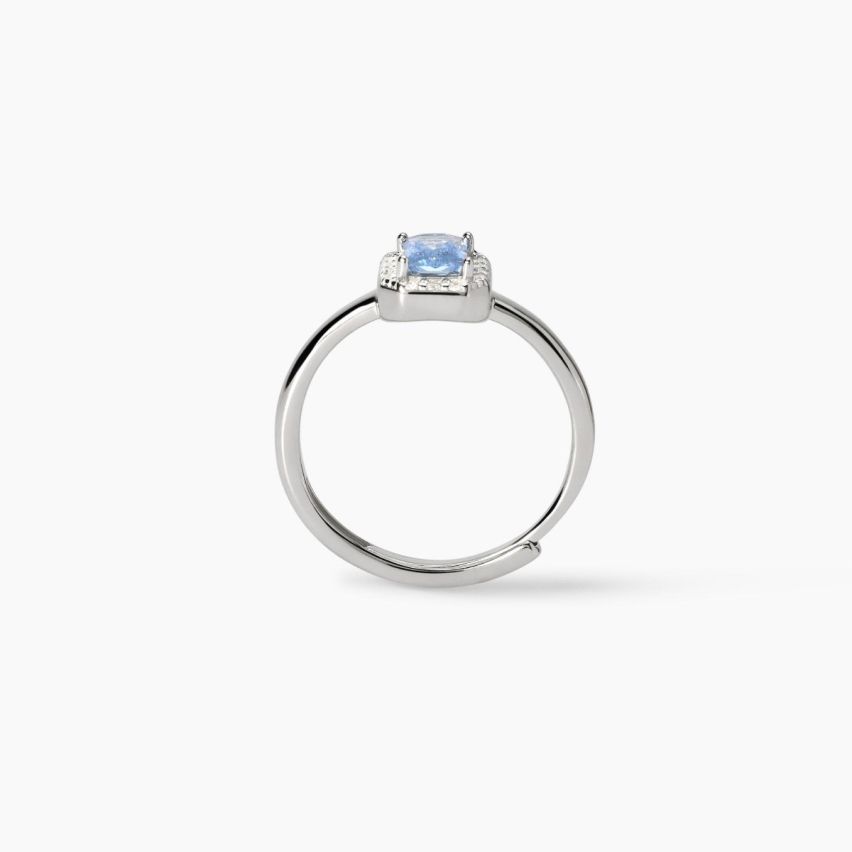 Anello donna Mabina argento con pietra acquamarina rettangolare - 523452