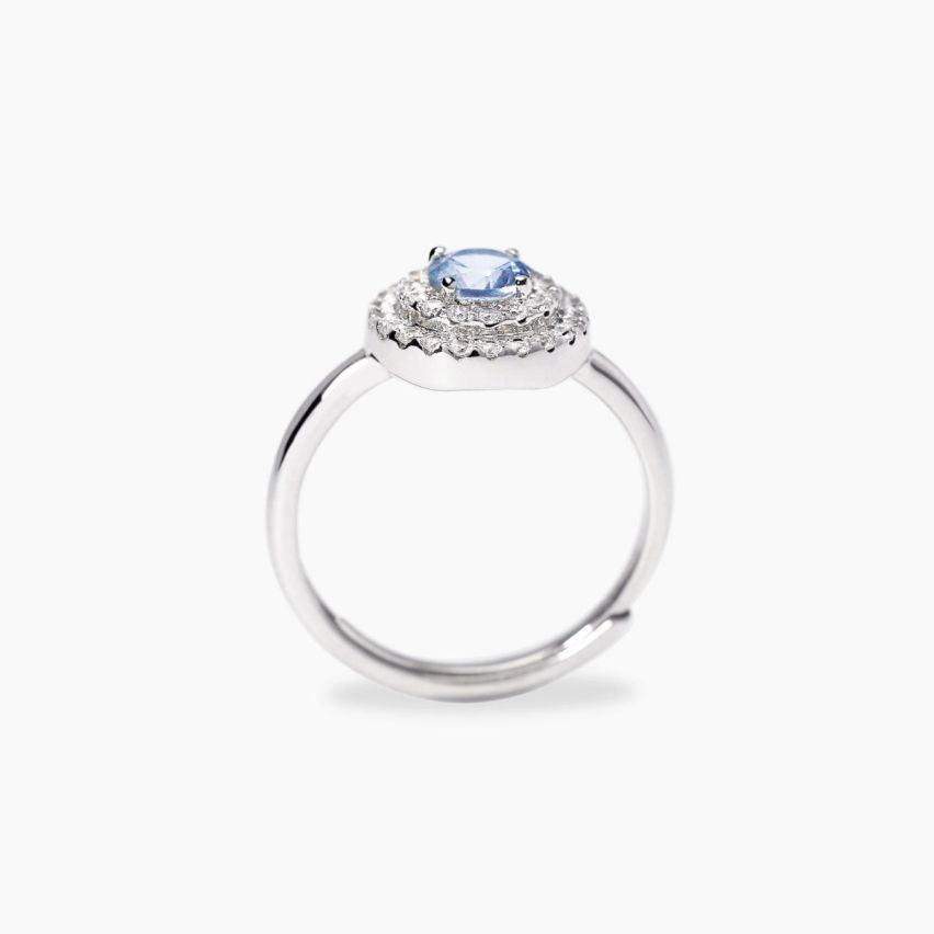 Anello donna Mabina argento 925 con pietra azzurra e zirconi bianchi - 523489