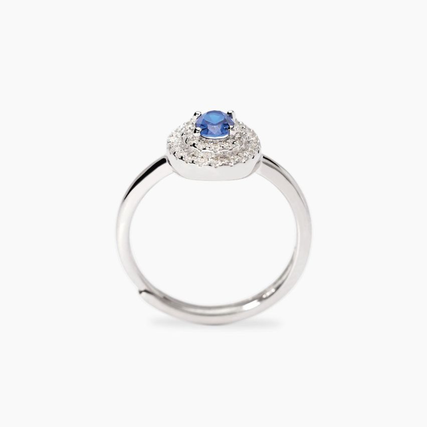 Anello donna Mabina argento 925 con pietra blu e contorno di zirconi - 523492