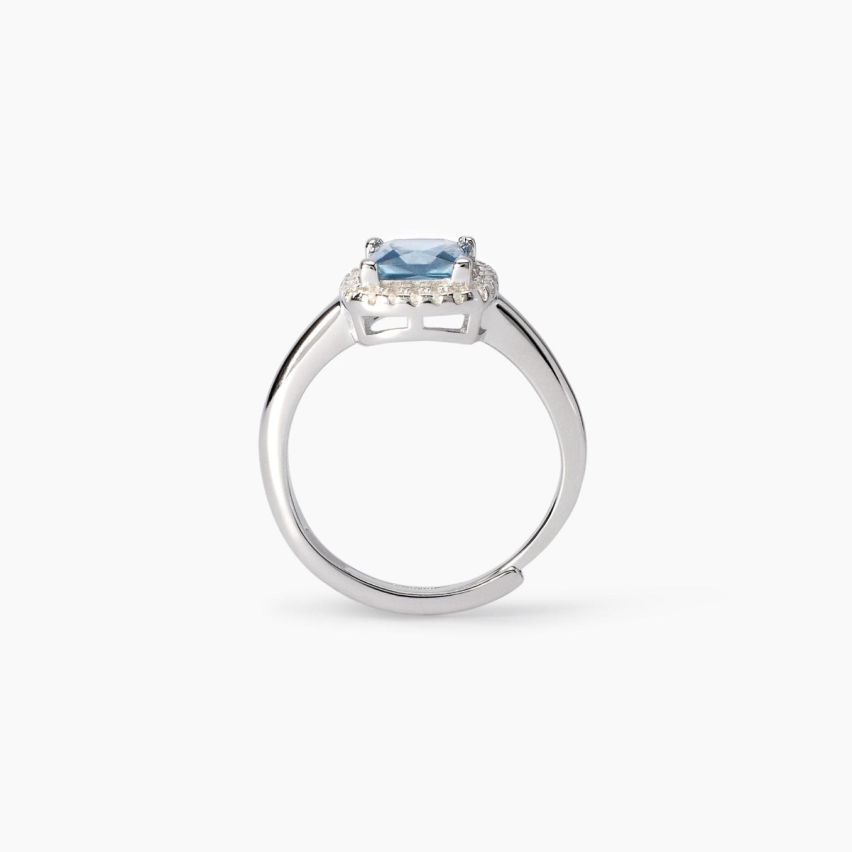 Anello donna Mabina in argento 925 con pietra celeste - 523450