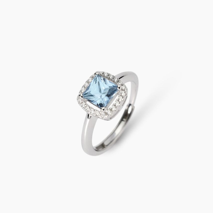 Anello donna Mabina in argento 925 con pietra celeste - 523450