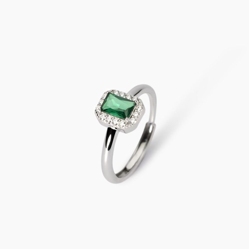 Anello donna Mabina argento 925 con pietra rettangolare verde - 523451
