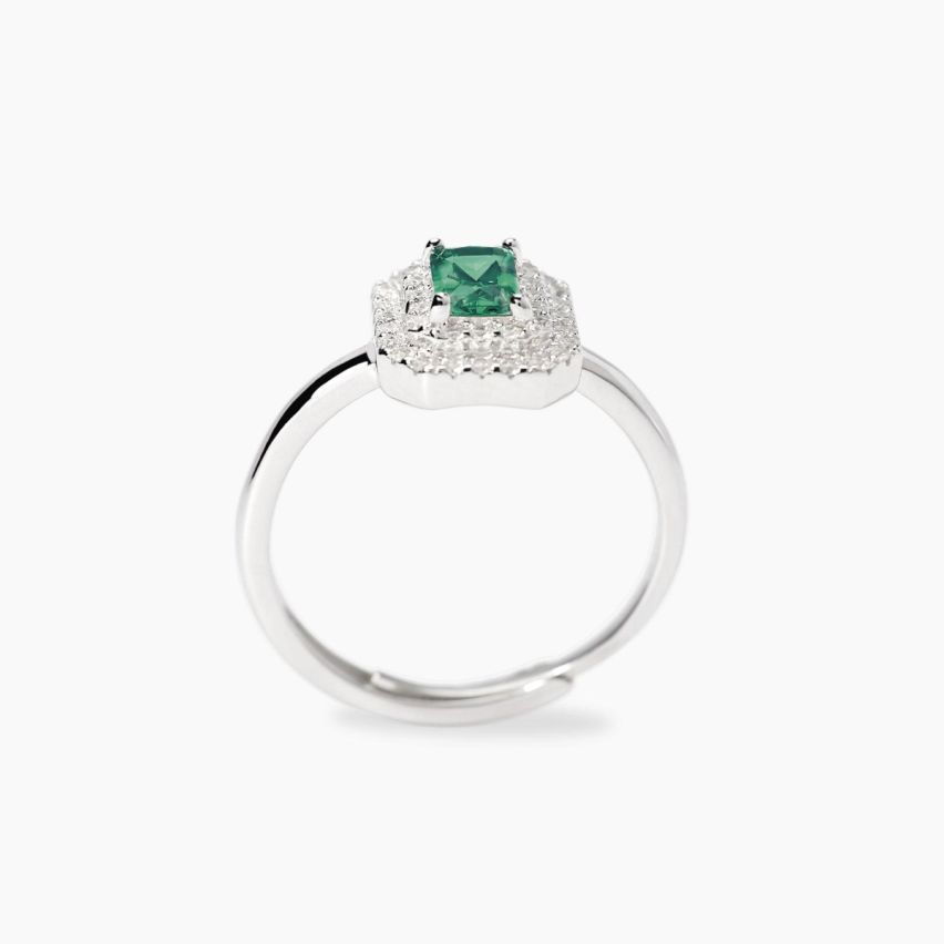 Anello donna Mabina argento 925 con pietra verde rettangolare e zirconi - 523491
