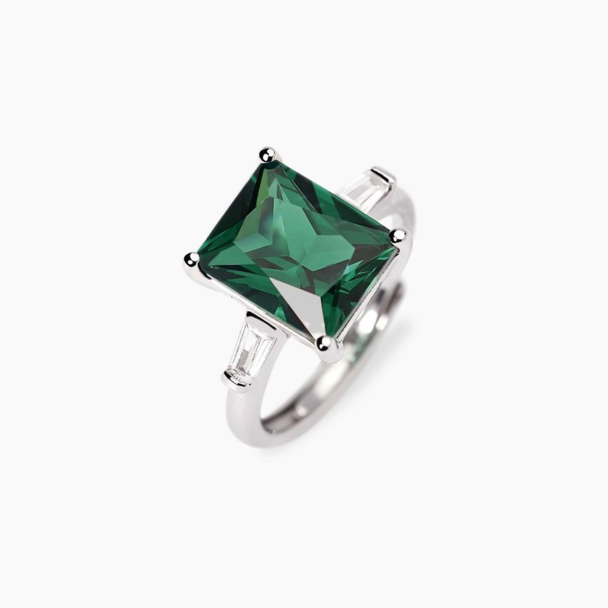 Anello donna Mabina argento 925 con smeraldo sintetico rettangolare - 523490