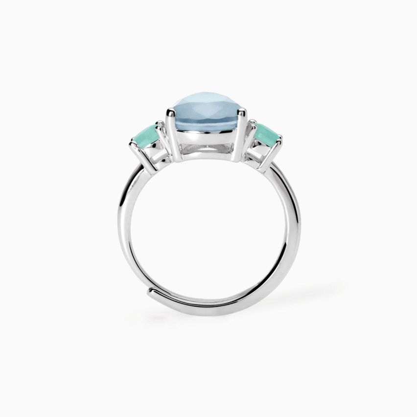 Anello da donna Mabina in argento 925 con pietra azzurra - 523422