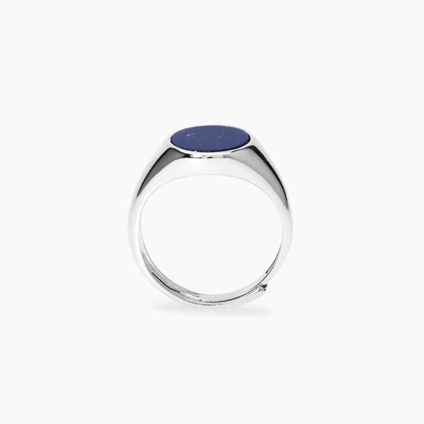 Anello Mabina Uomo in argento 925 con pietra lapis ovale regolabile - 523497