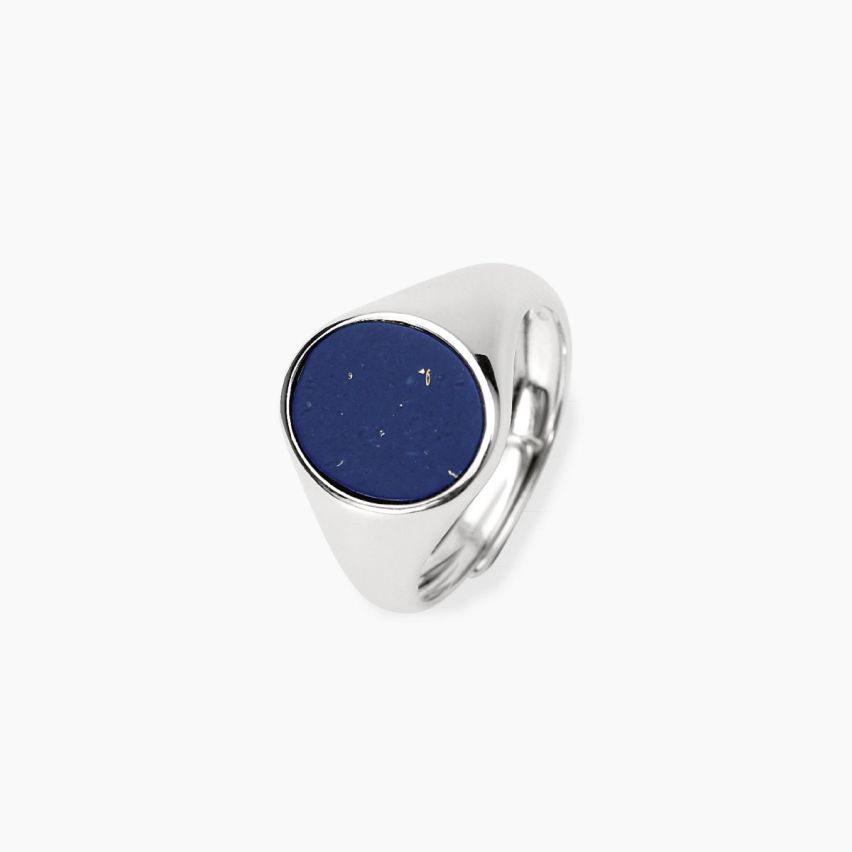 Anello Mabina Uomo in argento 925 con pietra lapis ovale regolabile - 523497