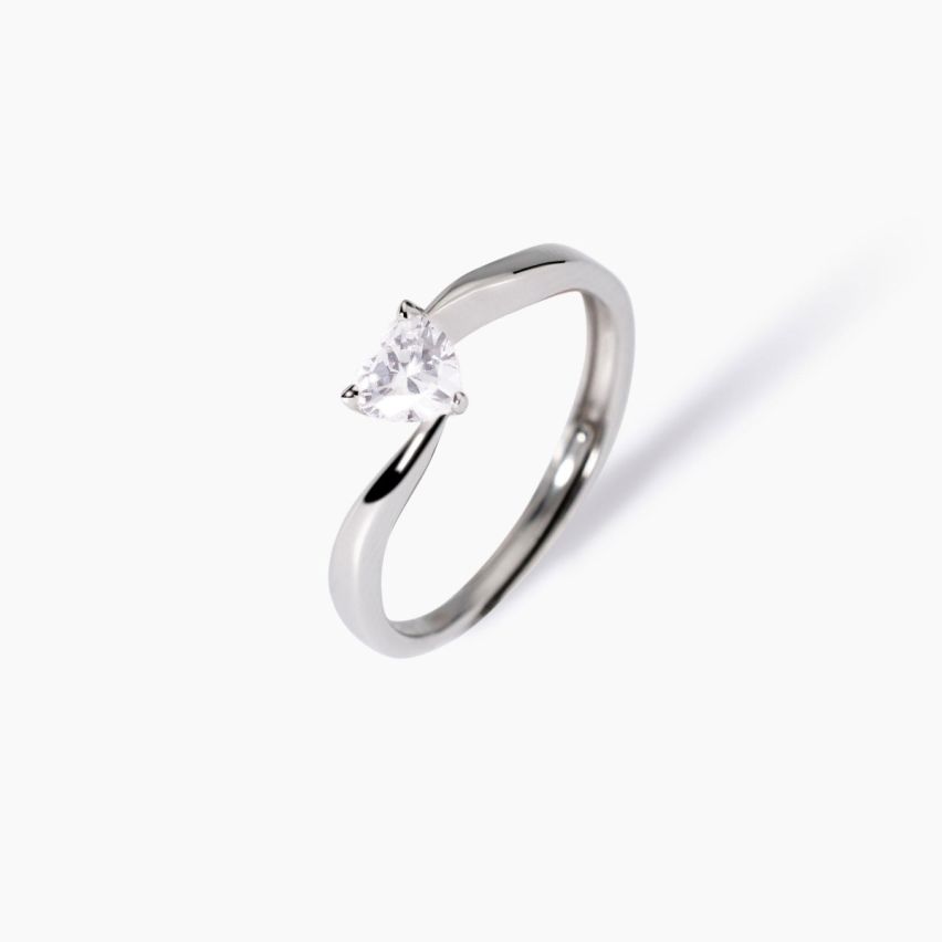 Anello solitario cuore donna Mabina argento 925 - 523429 