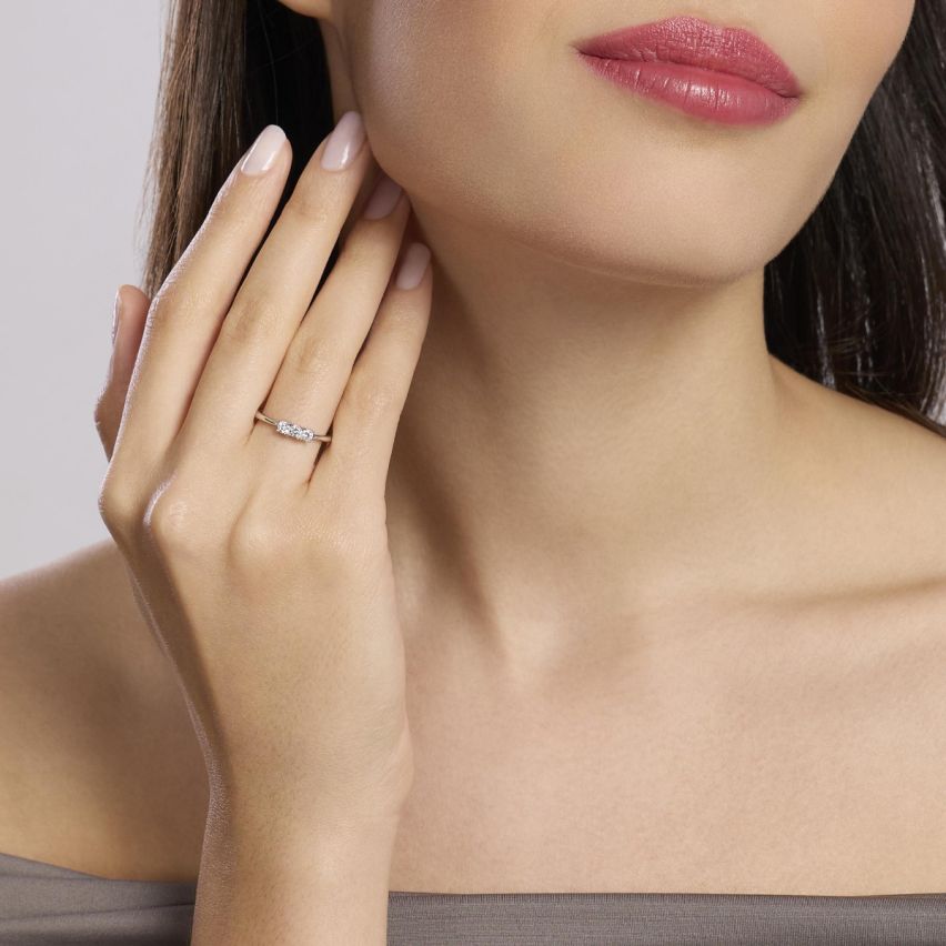 Anello trilogy donna Mabina argento 925 con diamanti lab-grown 0,09 ct - 523473