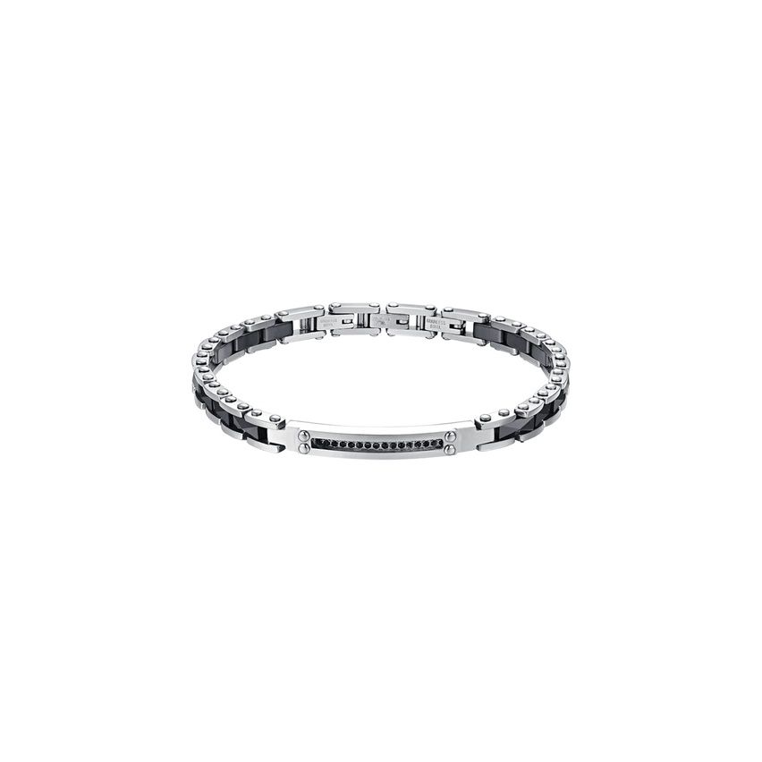 Bracciale da uomo Luca Barra in acciaio e ceramica nera - BA1675