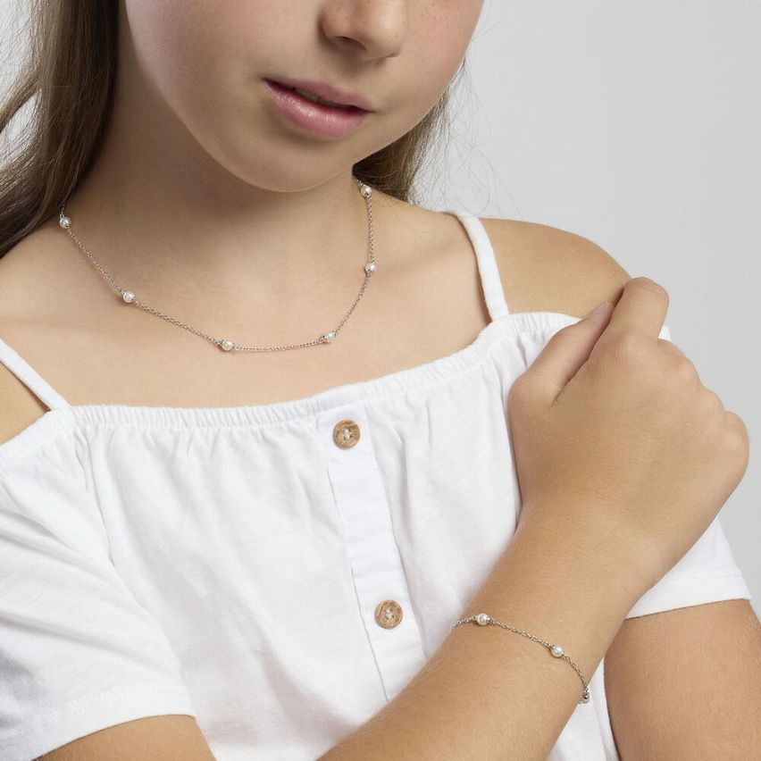 Bracciale da bambina Mabina Junior in argento con perle - 533773