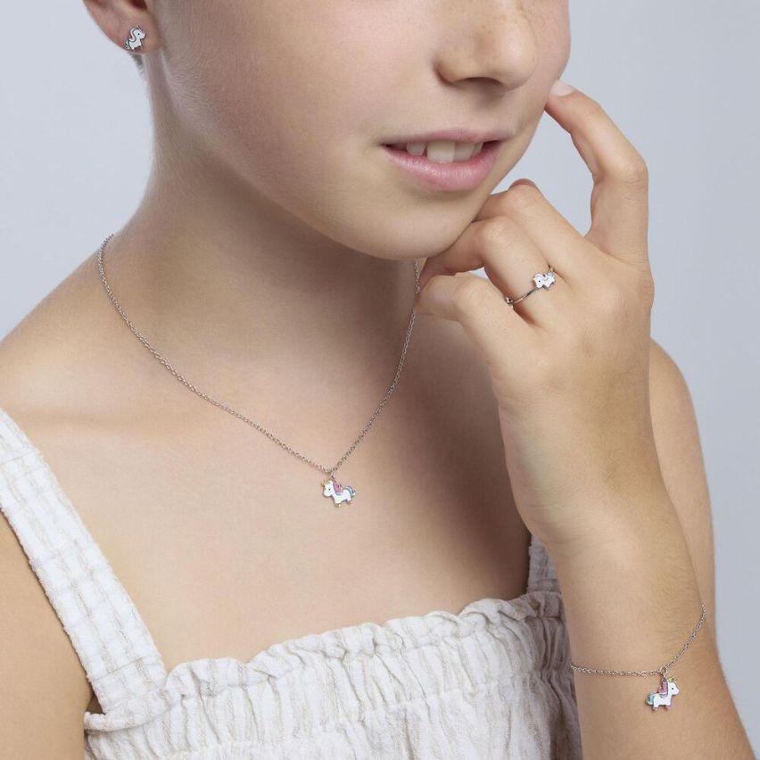Orecchini da bambina Mabina in argento unicorno - 563686