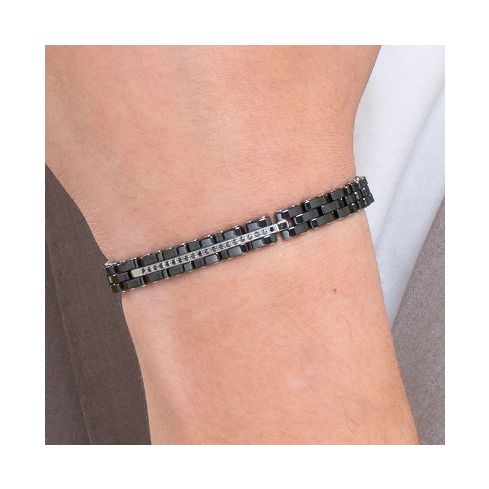 Bracciale da uomo Luca Barra in acciaio e ceramica - BA1674