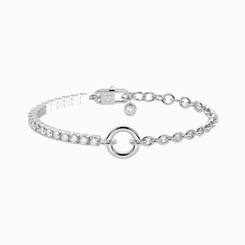 Bracciale Kidult componibile in acciaio con zirconi - 732193