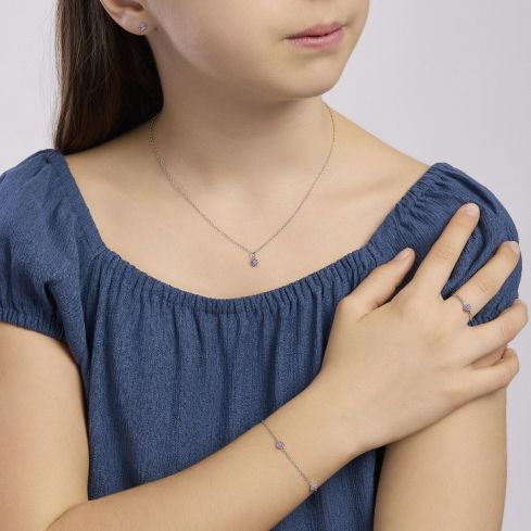Orecchini da bambina Mabina in argento con fiore - 563772