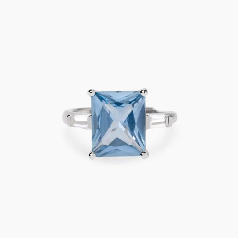 Anello donna Mabina argento 925 con acquamarina sintetica rettangolare, vista frontale