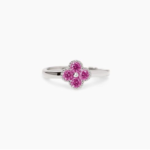 Anello donna Mabina argento 925 con fiore rosa, vista frontale