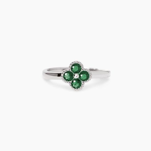 Anello donna Mabina argento 925 con fiore verde Jasmine, vista frontale