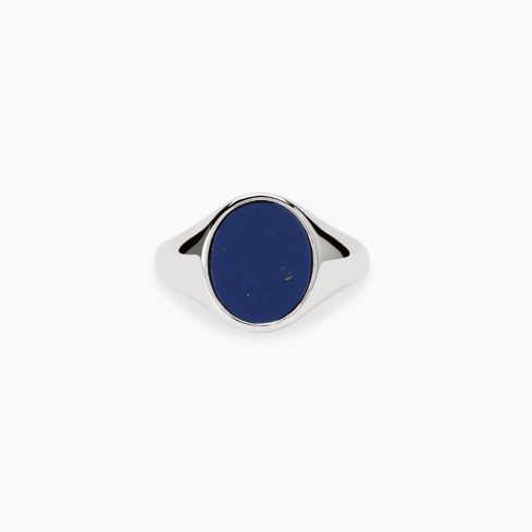 Anello Mabina Uomo in argento 925 con pietra lapis ovale, vista frontale