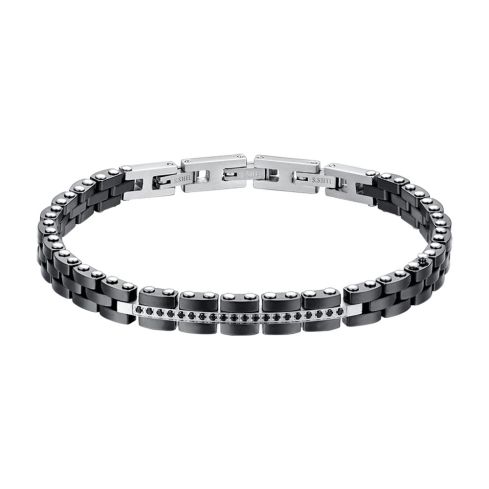 Bracciale da uomo Luca Barra in acciaio e ceramica - BA1674
