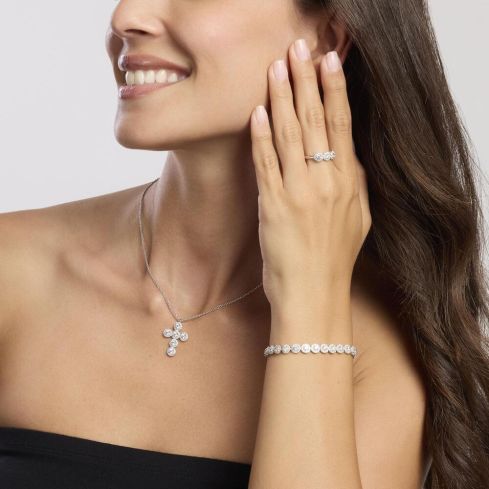 Collana da donna Mabina in argento con croce - 553655