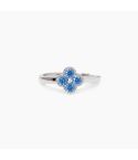 Anello donna Mabina argento 925 con fiore azzurro, vista frontale