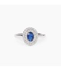 Anello donna Mabina argento 925 con pietra blu e contorno di zirconi, vista frontale