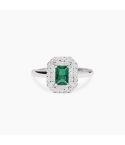 Anello donna Mabina argento 925 con pietra verde rettangolare e zirconi, vista frontale